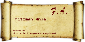 Fritzman Anna névjegykártya